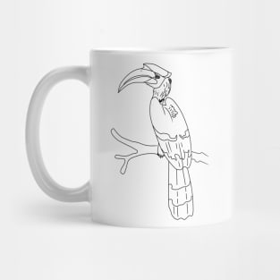 line art illustration of hornbill bird Mug